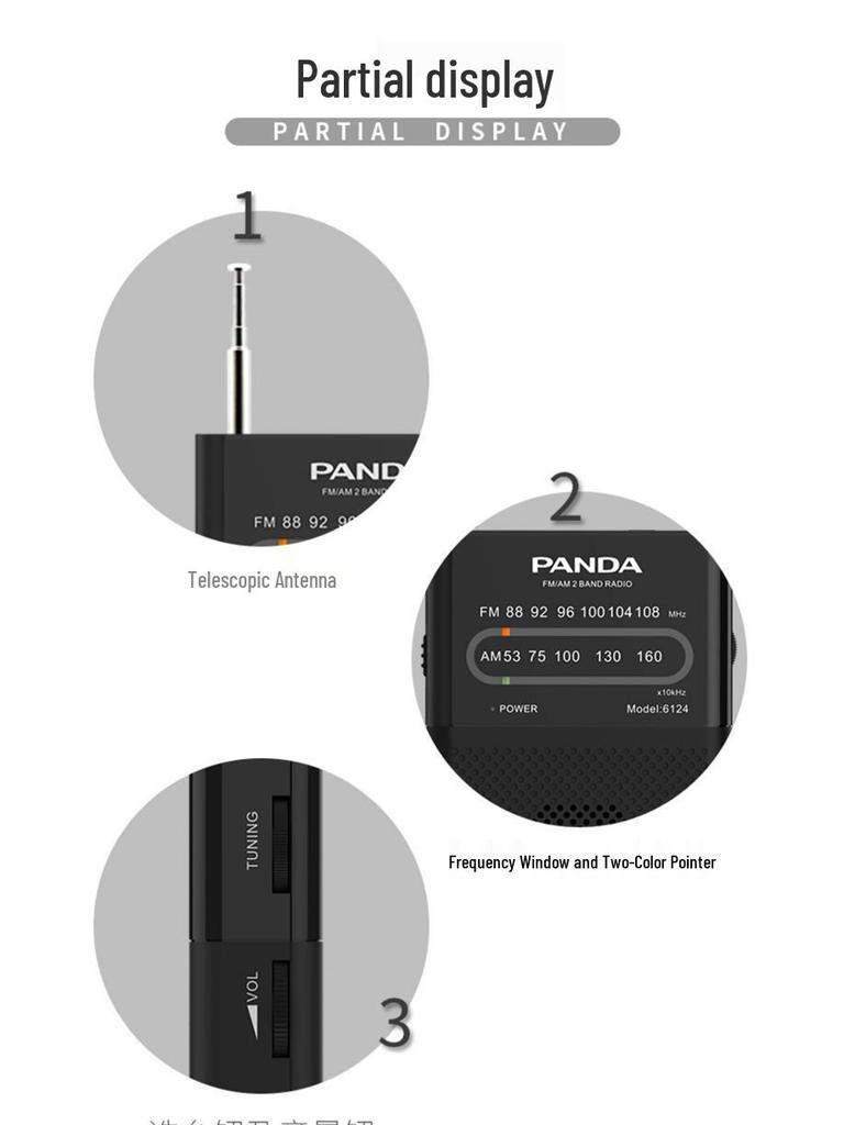 Panda6124 Mini Retro FM Radio - Vintage Portable for Seniors