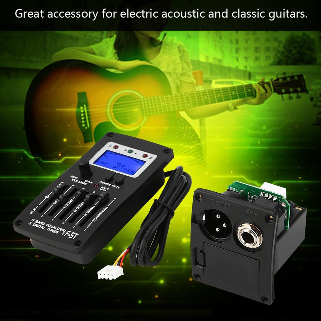 F‑5T 5Band Equalizer Digital Tuner Pickup for Electric Acoustic Classic Guitar