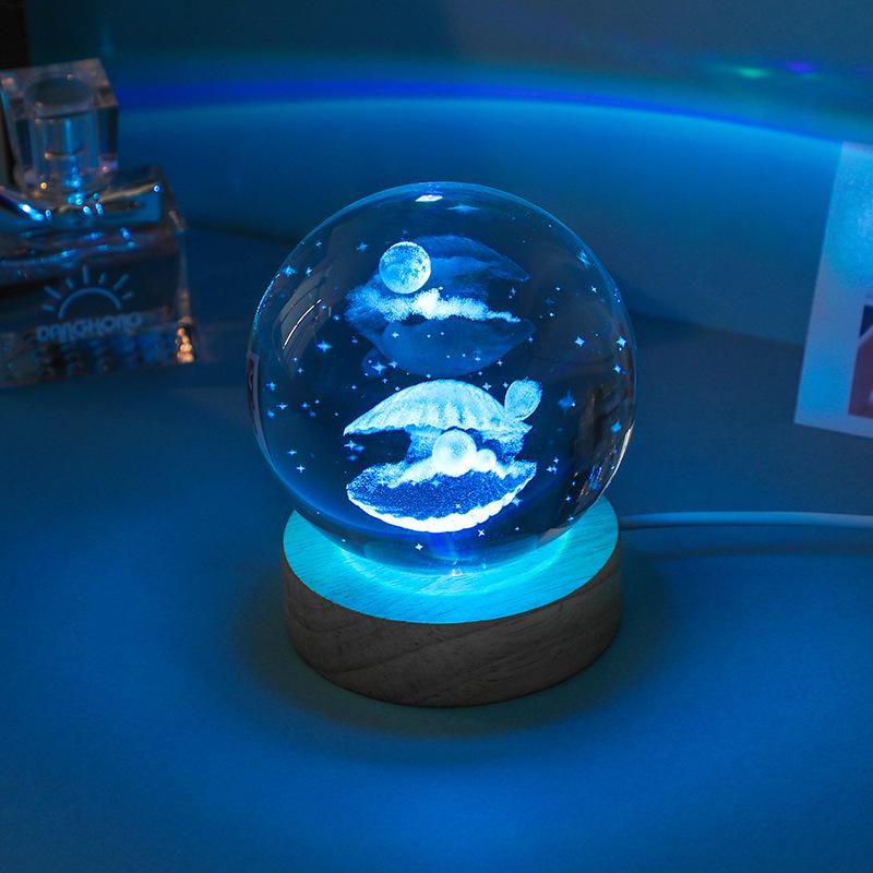 Laser-Engraved Luminous Jellyfish Crystal Night Light - Perfect Birthday Gift for Girls and Best Friends