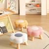 Solid Wood Low Stool Soft Padded Sofa Bench Daily Gift Soft Padded Stool  Living Room