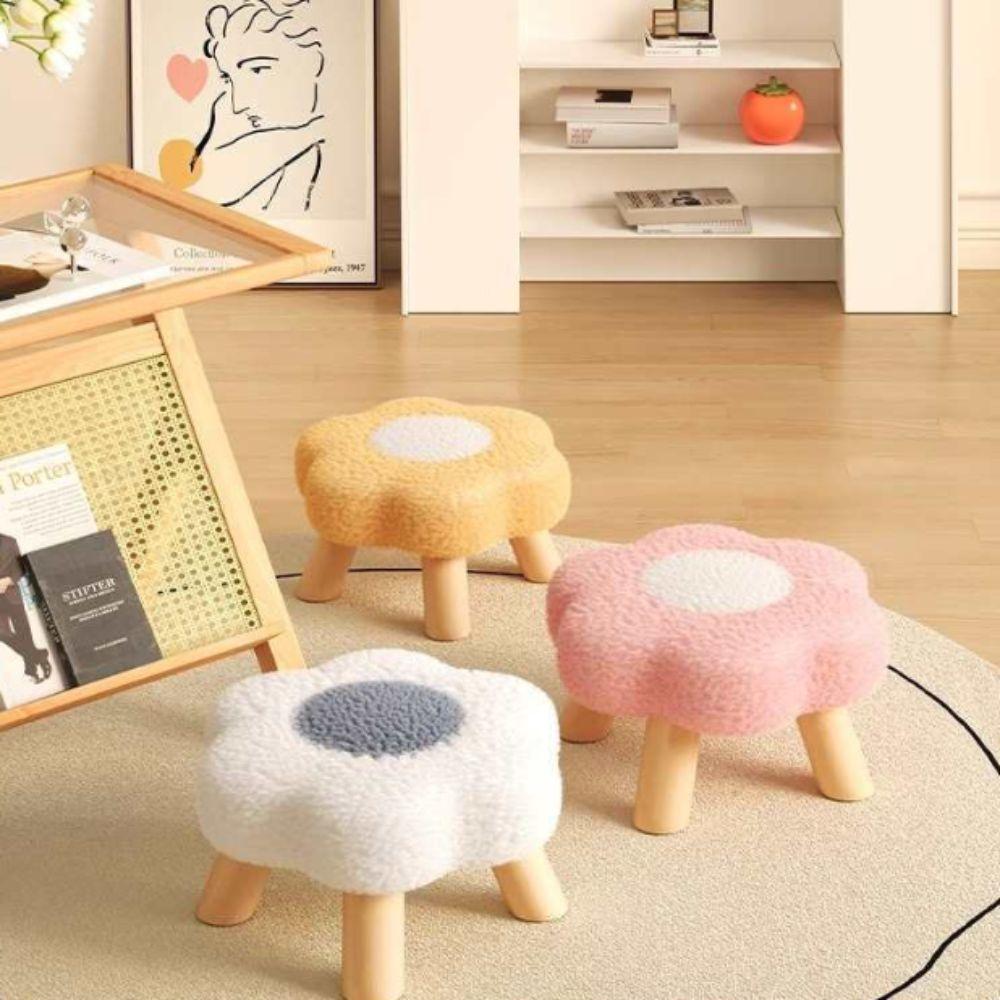 Solid Wood Low Stool Soft Padded Sofa Bench Daily Gift Soft Padded Stool Living Room