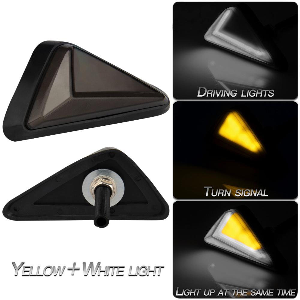 2pcs Motorcycle LED Turn Signal Light Universal Triangle Waterproof Indicator Flashing Light Embedded Signal Light