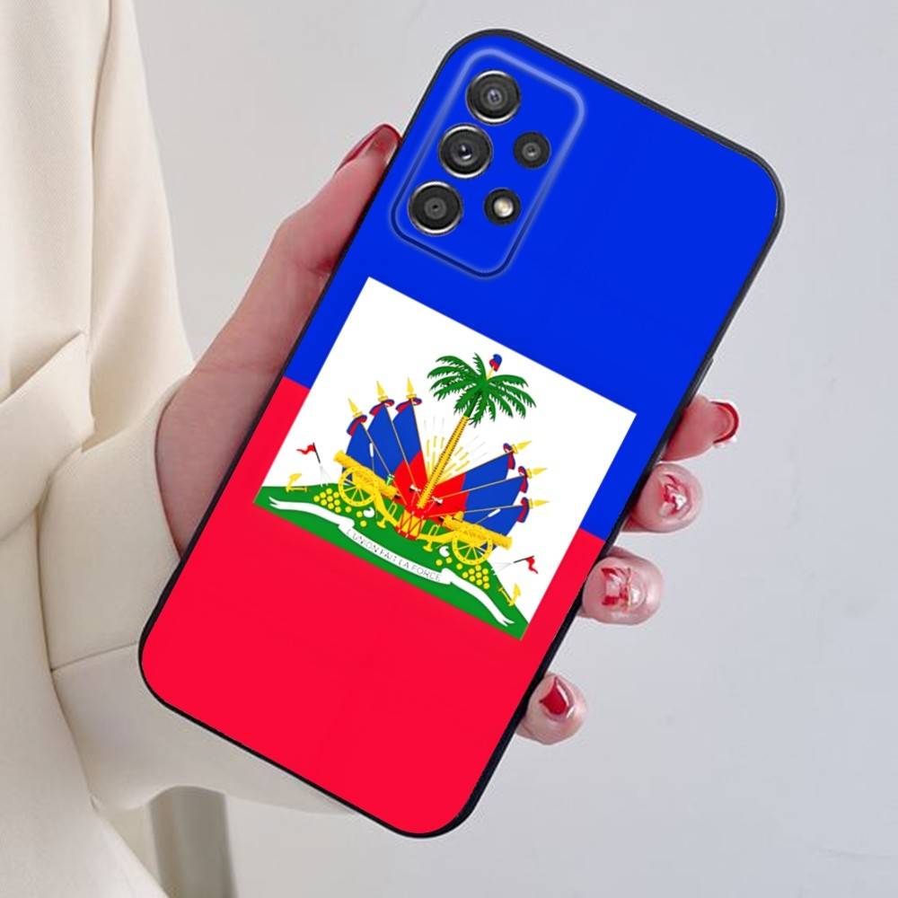 Flag of Haiti Haitian Phone Case For Samsung S24,21,22,23,30,Ultra,20,Plus,Note,10,9,Black Soft Silicone Case