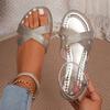 Flat-soled sandals women's summer round head open-toe one-word buckle fashion large-size women's shoes