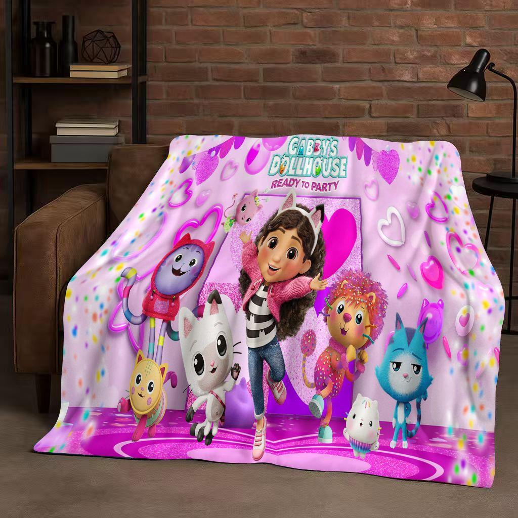 HD Niedliches Gabi's Puppenhaus Cartoon Flanelldecke, Ultra Weiche Warme Plüschdecke für Zuhause Schlafzimmer Bett Sofa Abdeckung Picknick Mädchen Geschenk