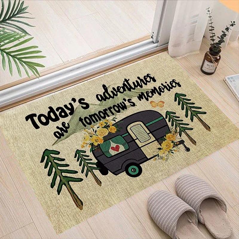 Cartoon Camping Floor Mat Entrance Welcome Doormats Kitchen Rug Home Decor Carpet Non-slip Area Rugs Anti-slip Machine Washable