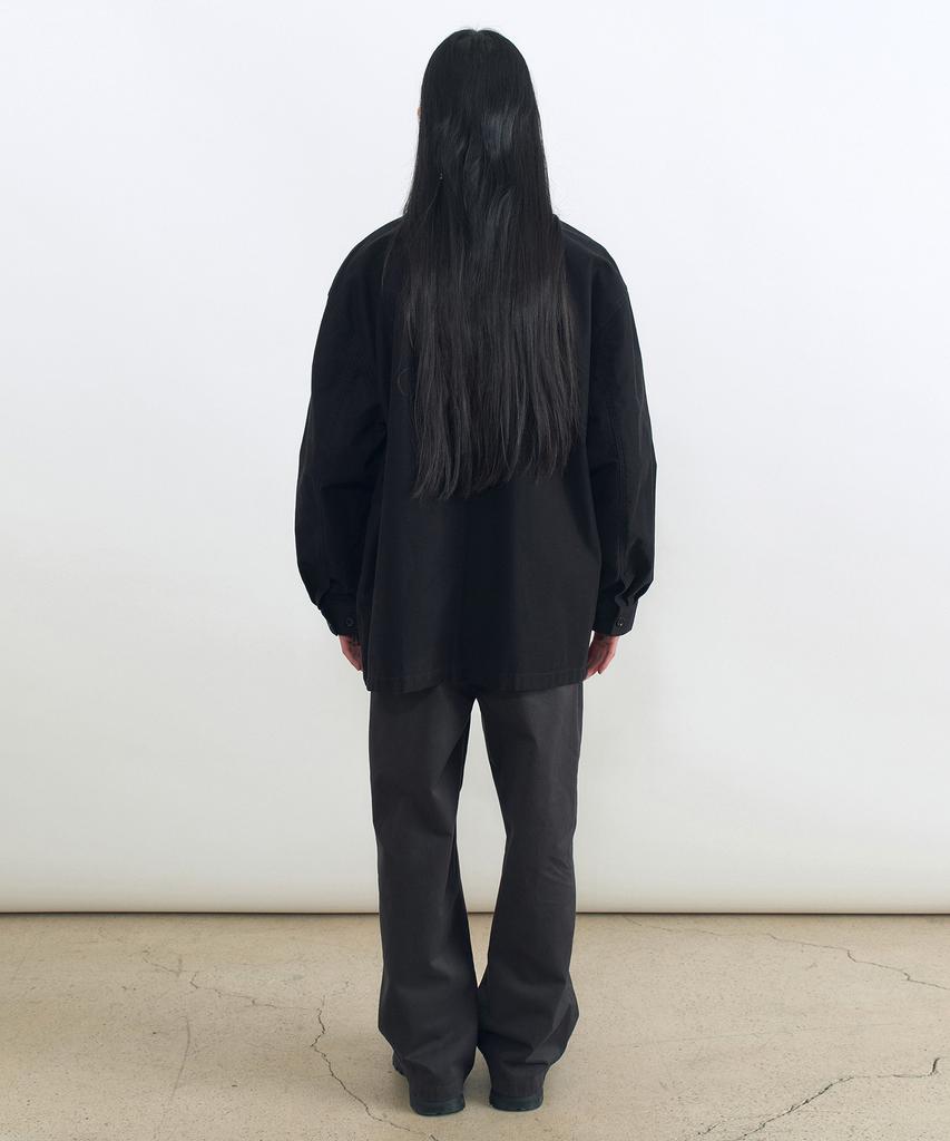 INSILENCE Garment Dyed Double-Pleat Wide Pants Dark Grey