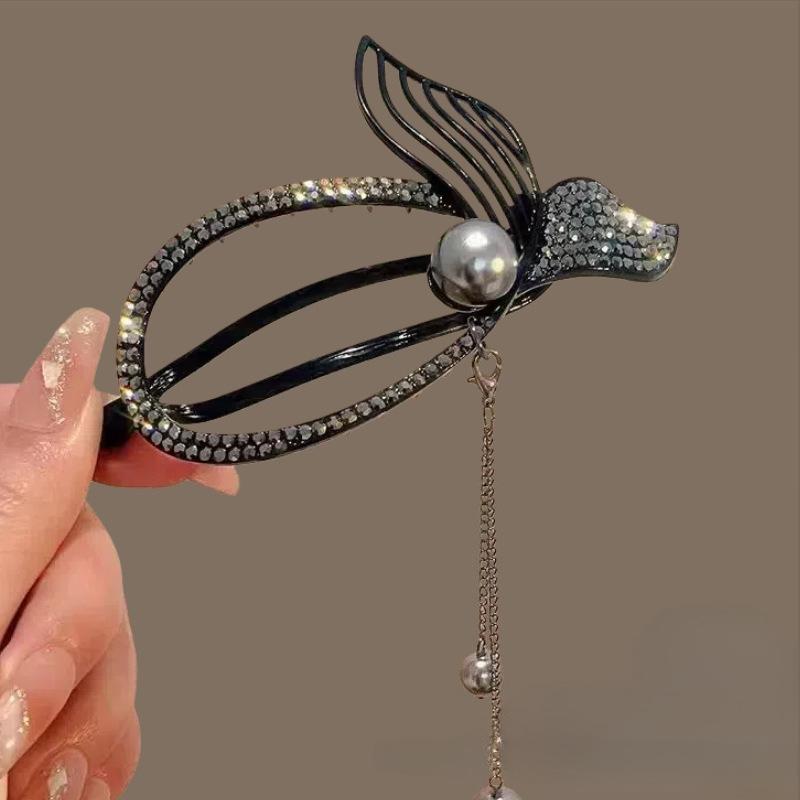 1Pc Light Luxury Versatile Elegant Fishtail Twist Clip, Sophisticated Tassel, Metal Back Hair Updo, Hair Accessory for Women