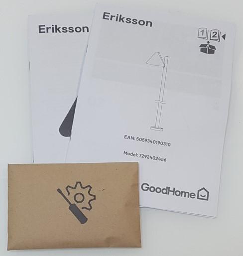 GoodHome Eriksson S 600 Lm IP44 Garden Lamp Black