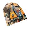 ZLIENSZUS Adult Music-Themed Beanie Hat with Guitar & Sheet - 2D Flat Printing Suitable for Commuting, Urban Style, for Guitarists, Musicians, Casual