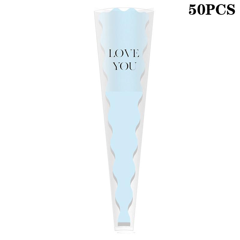 50Pcs Transparent Rose Packaging Bags Flower Bouquet Plastic Bag Bouquet Wrapping Paper One Straight Bag Flower Packaging