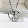 Silver Plated Infinity Heart CZ Pendant Necklace, Princess Cut Love Cable Chain Necklace for Women