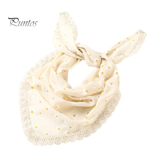

Платок треугольной формы с кружевной отделкой и цветочным принтом, женская повязка на голову, аксессуары для волос для макияжа и фотосъемки светло-желтого
