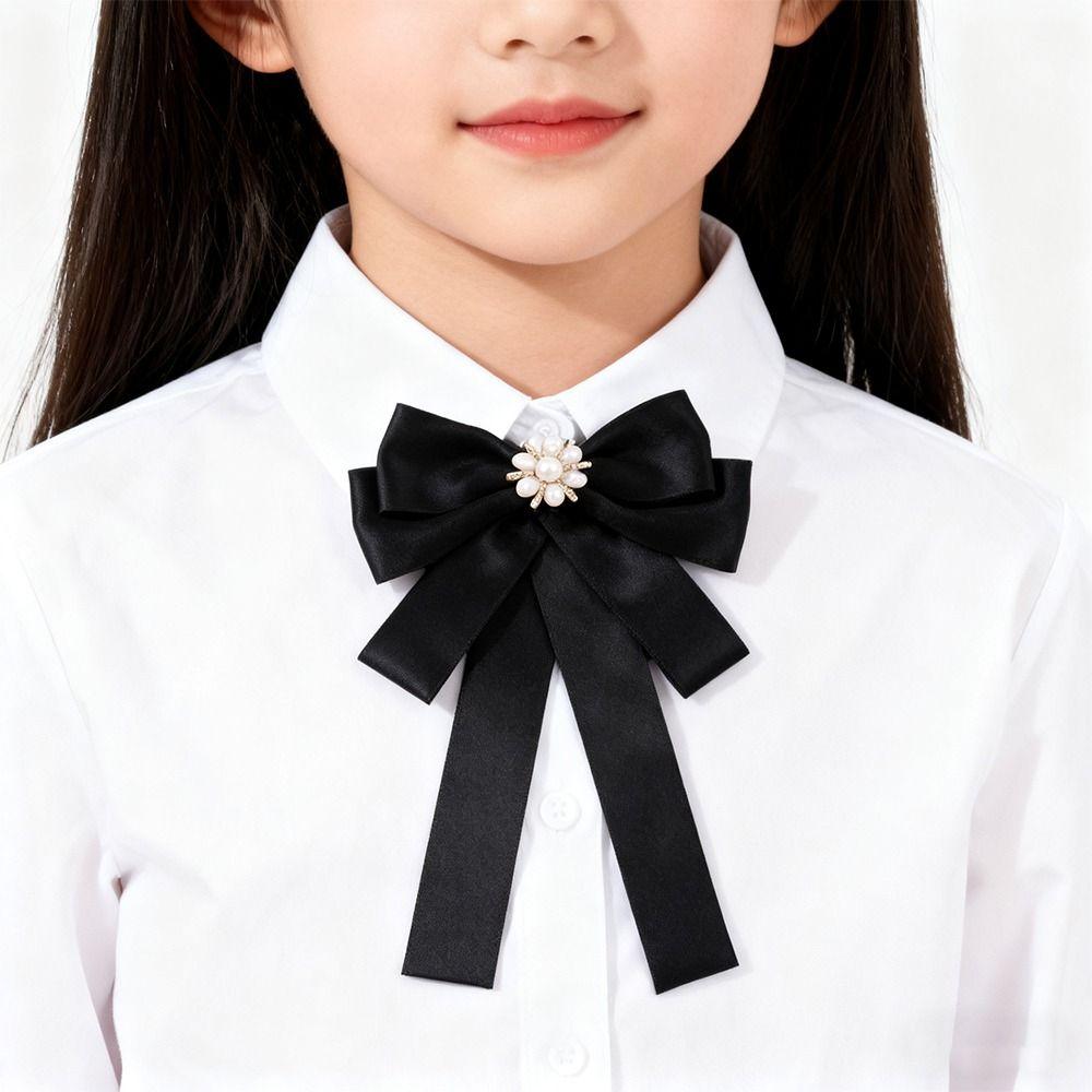 Black Memorial Black Bow Brooch Fabric Bowknot Bowtie Necktie New Shirt Collar Pins  Women