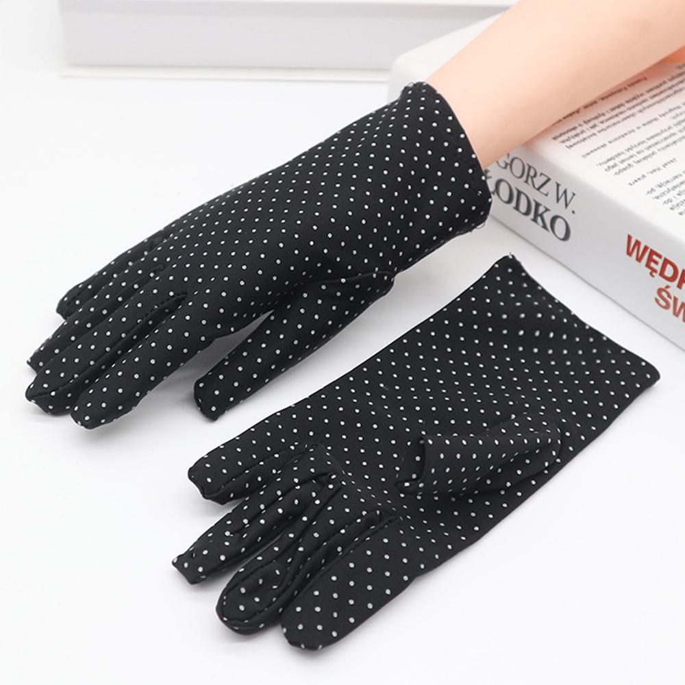 1Pair Etiquette Elastic Anti-UV Spandex Summer Sunscreen Women Gloves Dots Gloves Driving Gloves