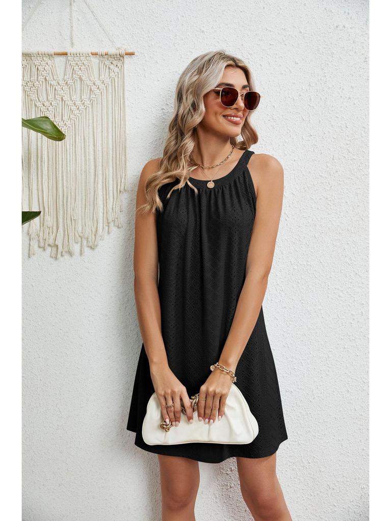 European and American Women's Sleeveless Halter Neck Beach Dress Cover-up