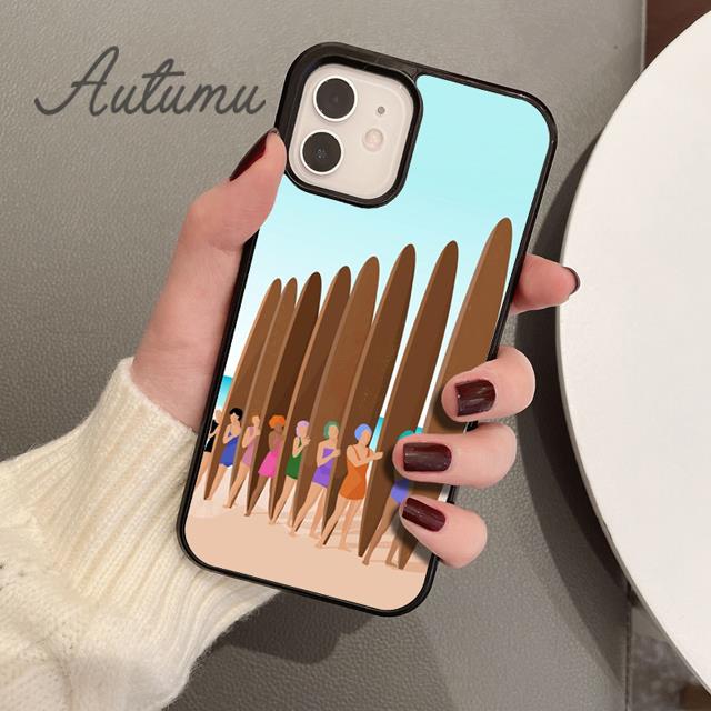 HAWAII BEACH SURF GIRL SURFING ART Phone Case for iPhone 17 Air 15 16 16e 11 12 13 14 Pro Max Plus Cover coque Fundas