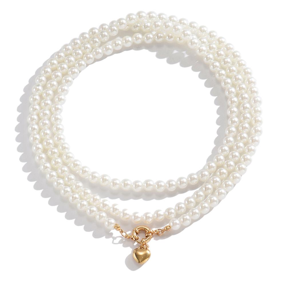 Long imitation pearl necklace wholesale European and American retro baroque style pendant female personality multi-layer love necklace
