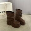 Small thick-soled Martin boots women's 2025 new autumn retro brown boots super fire trousers stacked short boots