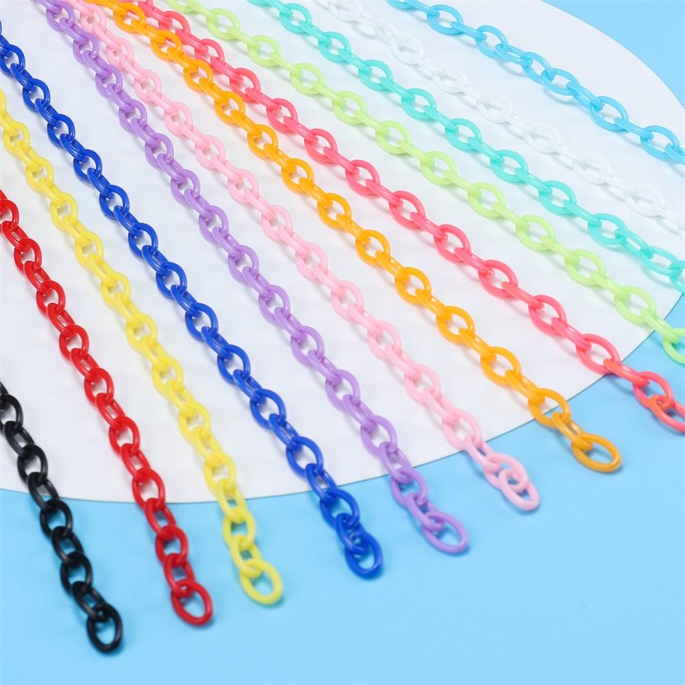 10pcs 50cm Colorful Acrylic Plastic Lobster Clasp Hook Link Chain For DIY Keychain Necklace Jewelry Making Connecter Accessories