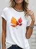 Fashion T-shirt Cute Flowers Graphic Printed Female T Shirt Casual Harajuku Crew Neck Ladies Tops