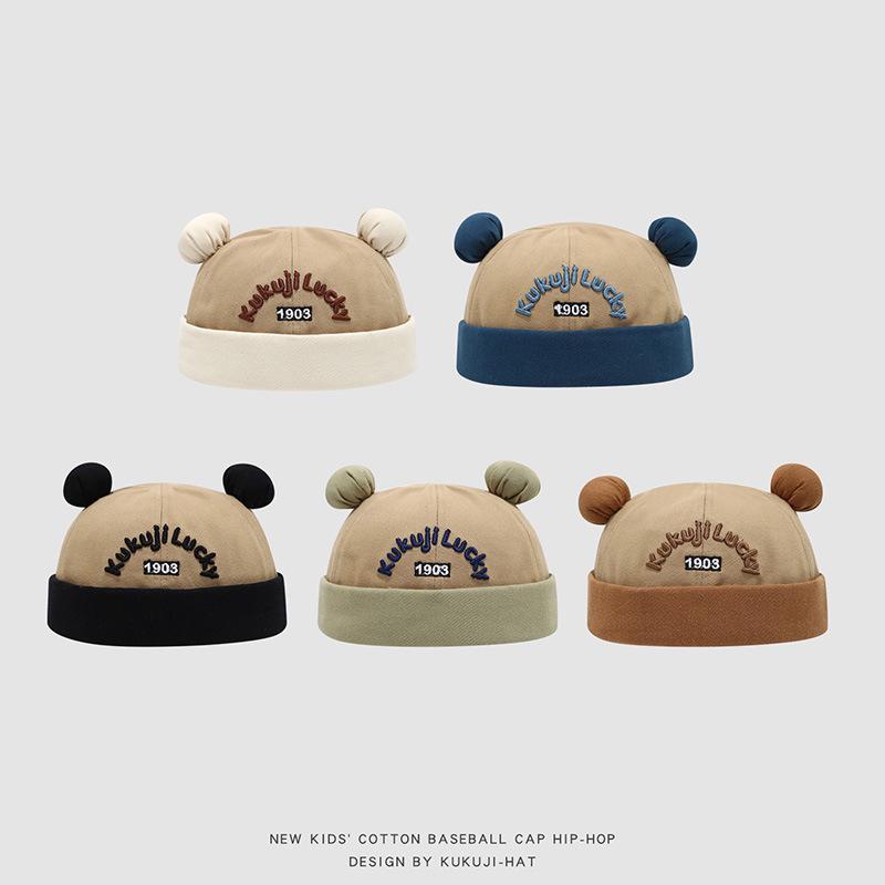 Korean Style Kids' Embroidered Letter Melon Hat – Cute Spring & Autumn Design for Boys & Girls