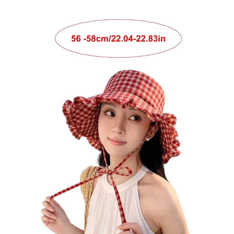 Stylish Unisex Wide Brims Sun Hat With Classical Checkered Pattern Fisherman Hat For Outdoor Activity And Daily Wear