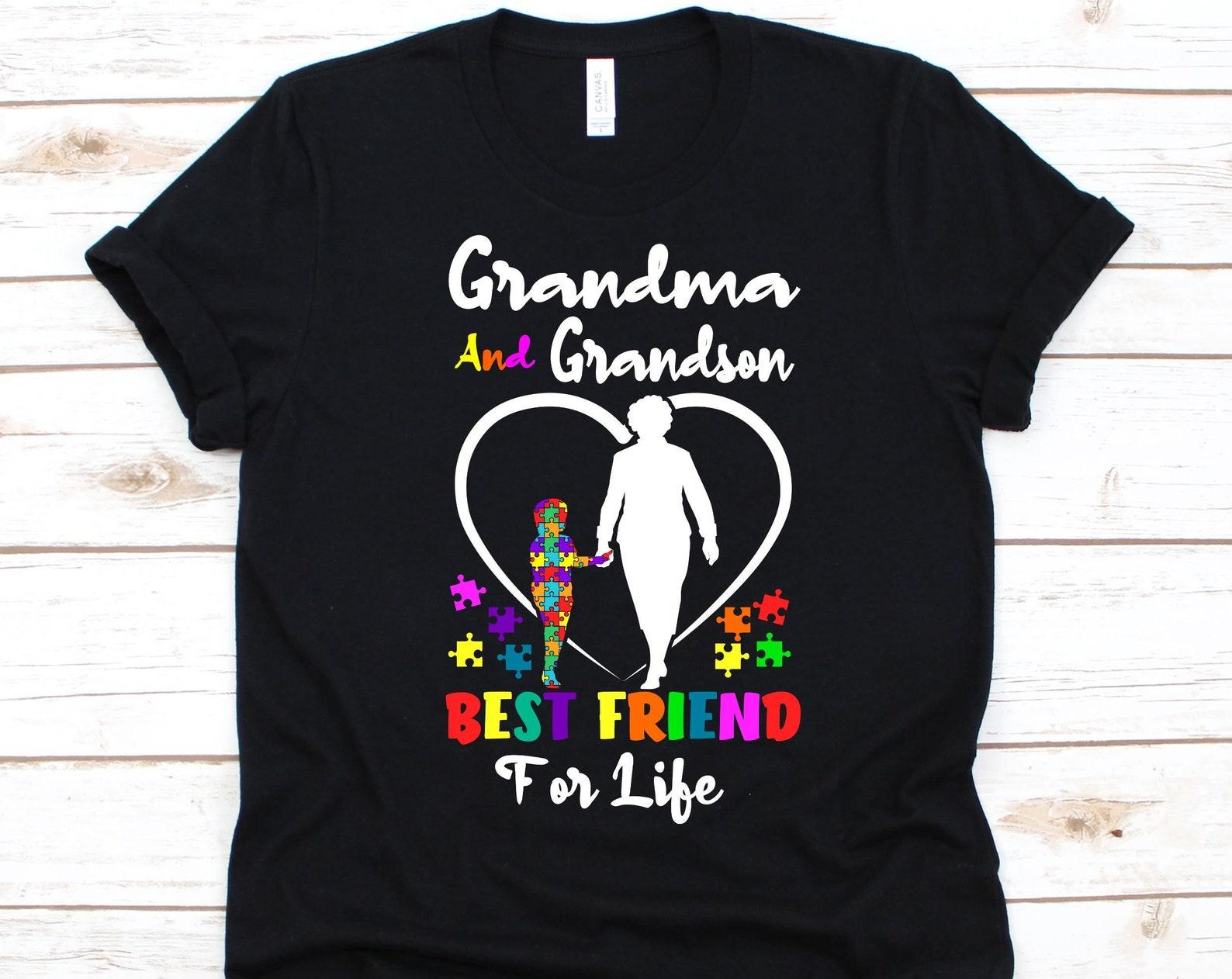 Grandma And Grandson Best Friend Shirt, Autism Awareness Gift, Heart Puzzle Piece, Granny Shirt Kanner Autism, Classic Autism, Autistic 4XL
