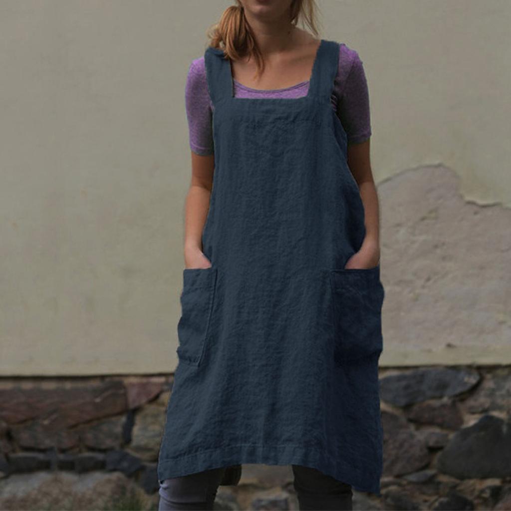 New Fashionable Women's Cotton And Linen Loungewear Loose Long Tops