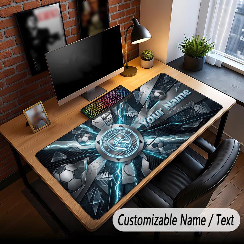 Large Mouse Pad Manchester City Print Custom Name Text Desk Mat for Office Gaming