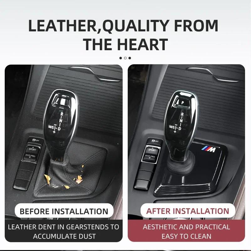 BWP1 Car Sticker Hot For BMW For BMW X1 X2 F48 F39 Carbon Black Car Gear Panel Cover Trim Gear Shifter Knob Boot Cover Auto Interior