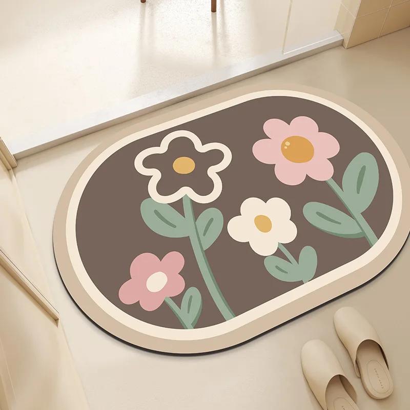 Toilet door floor mat Diatom mud absorbent non-slip mat Toilet carpet Bathroom floor mat Silicone door mat Household
