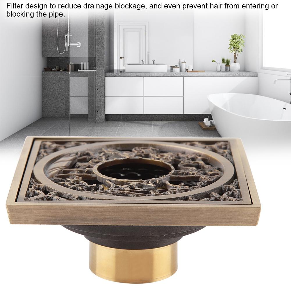 Antique Brass 10cm Shower Floor Drain Bathroom Waste Drain Strainer Cover Grate(#3)