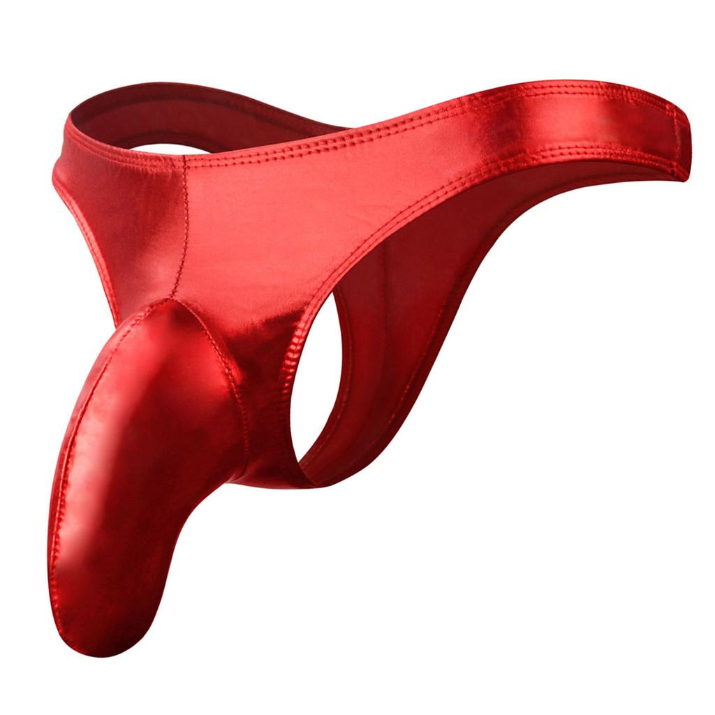 Mens Shiny Metallic Thong Low Rise Bulge Enhancer Breathable Stretchy Underwear Lingerie Partywear