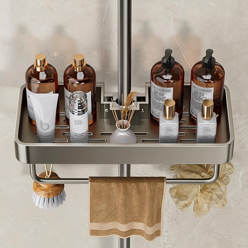 Badezimmer Aufbewahrungsregal Organizer Bohrfrei Wandmontiert Shampoo Duschregal Aluminiumlegierung Aufbewahrungsregal für Badezimmer Küche