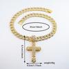 New European and American Style Hip-Hop Cross Pendant with Zircon and Cuban Link Chain Gold Plated Alloy Necklace for Party