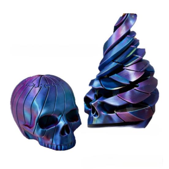 3D Printed Twisting Skull Toy Stress Relief Spiral Skull Toy Gothic Articulated Rotating Skull Fidget Spinner Desk Toy Party Favors