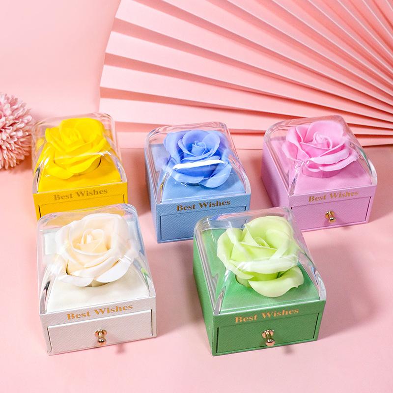 Single Layer Jewelry Box For Soap Flowers Rings Earrings Pendants Necklaces Elegant Storage Organizer Perfect For Gifting And Home Decor