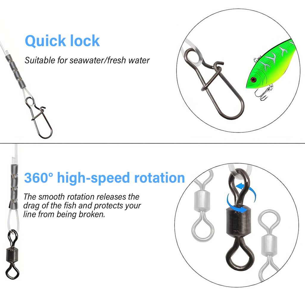 Fluorocarbon Leaders Set for Saltwater Freshwater Fishing Leader Line with Swivel and Snap Fluorocarbon Fishing Leaders