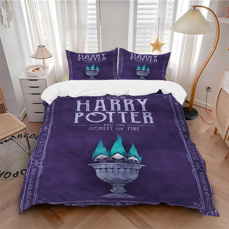 

3pcs Harry Potter Bedding Set, Soft Polyester Duvet Cover and Pillowcases Machine Washable Seasons all suitable138 135x200cm