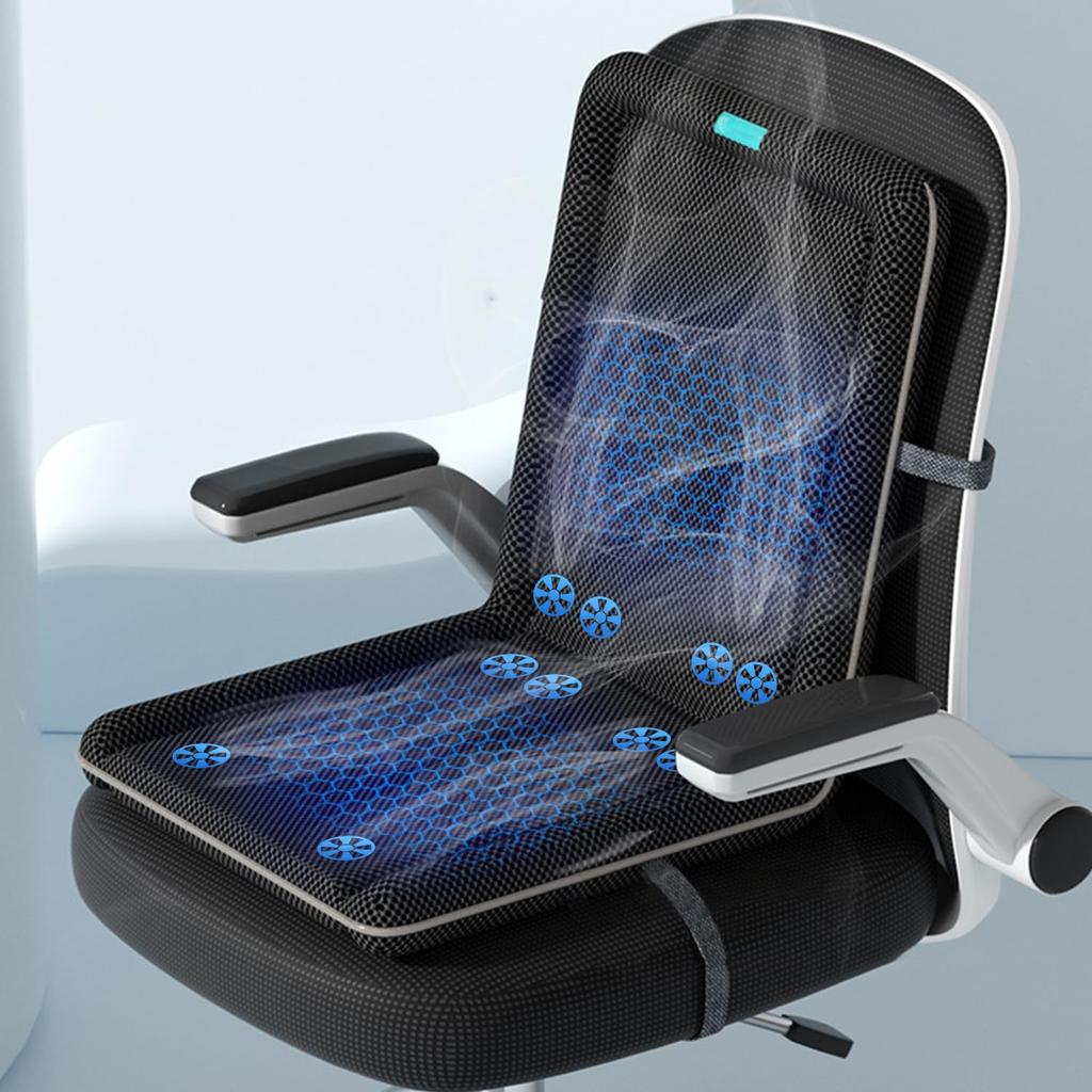 HANSHUMY Cool Seat 10 Powerful 3 Airflow Cooling Seat Universal Cooling Fast USB Mesh Stays in Ultra for and More Cover, 45x90cm, Fans, Settings, Mat,