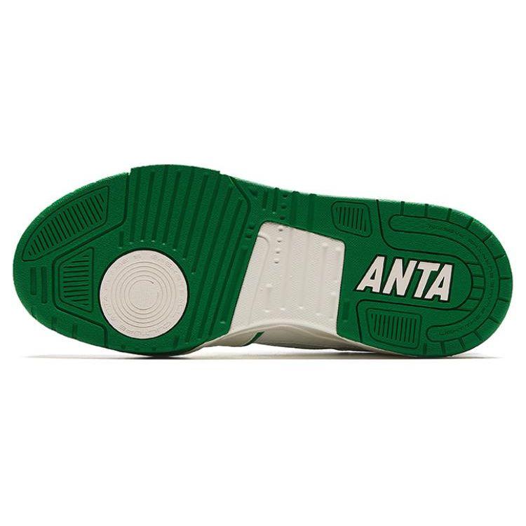 Anta Lifestyle Series Flame 5.0 Non-Slip Wear-Resistant Low-Top Skate Shoes Women Sneaker White Green 122428081-2