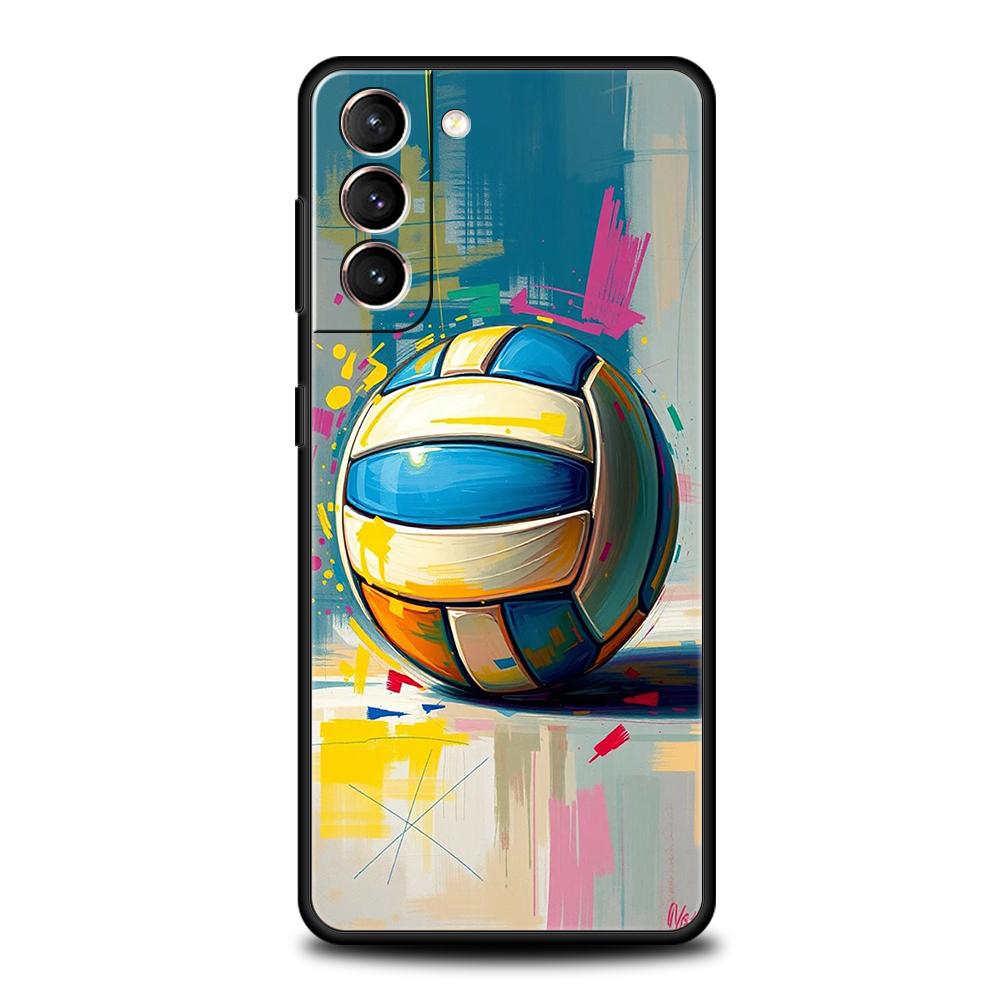 Volleyball Painted Phone Case for Samsung Galaxy S25 S24 S23 S22 S20 S21 FE Ultra S10 S10E Plus S25 Edge 5G Soft TPU Cover Capas