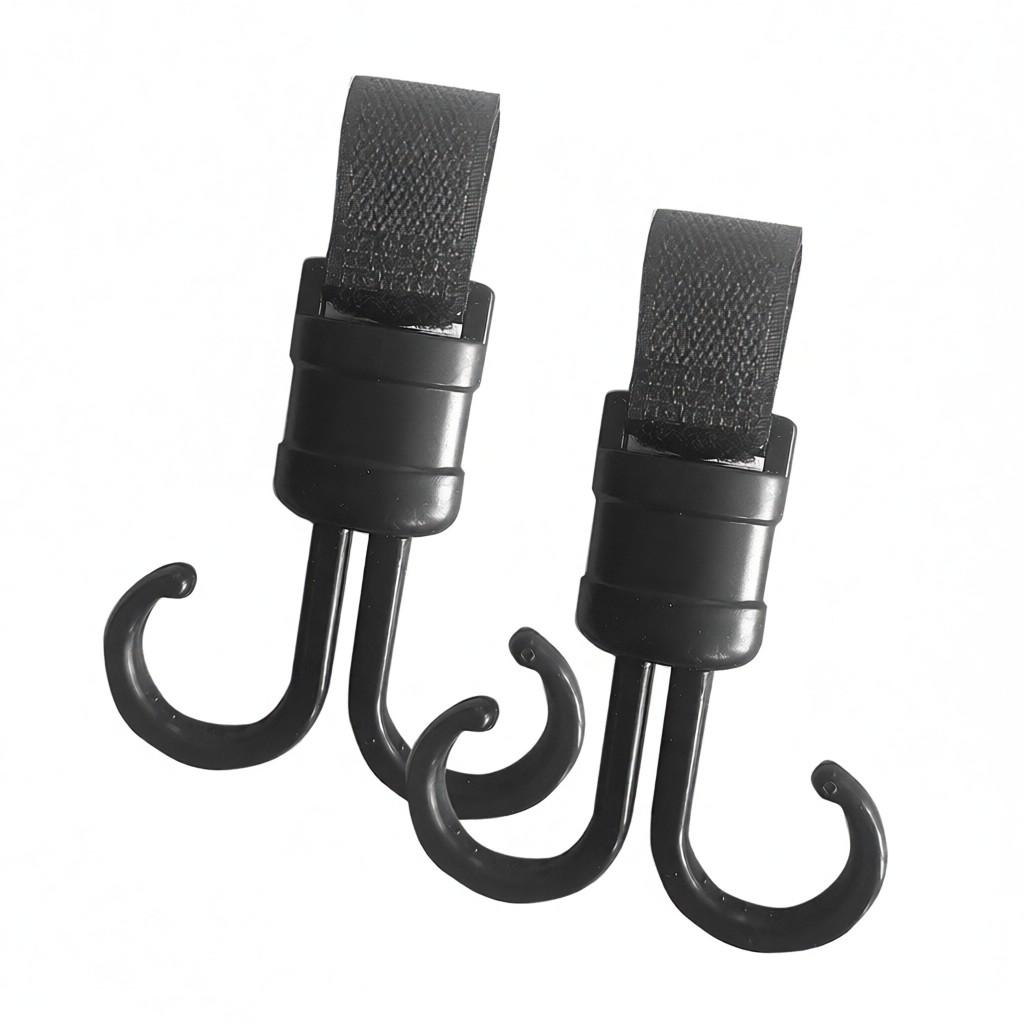 2pcs Double Stroller Hooks 180 Degrees Swivel Adjustable Portable Multipurpose Baby Cart Stroller Clips for Hanging Diaper Bags Groceries Handbags