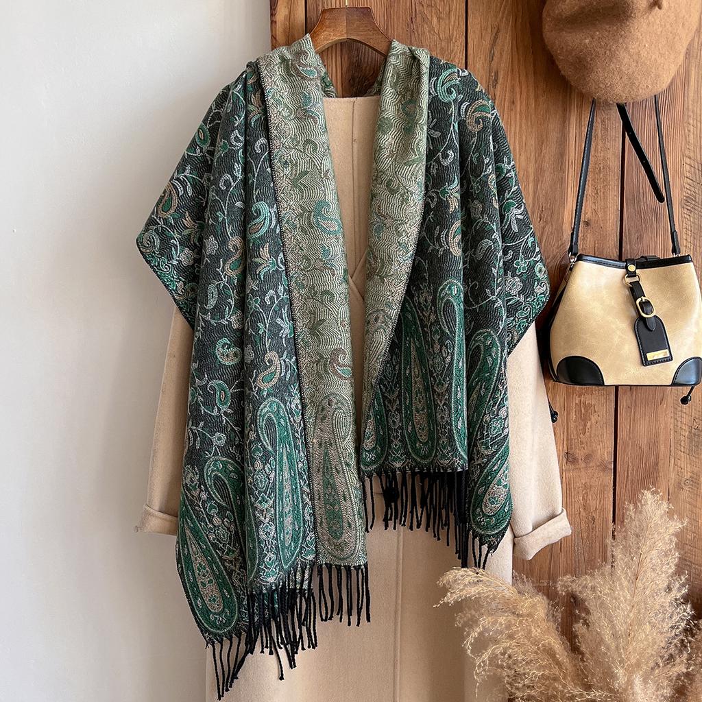  Winter New National Style Tassel Blanket Paisley Design Thick Pashmina Warm Shawl Print Scarf Women Keep Warm Poncho Stoles