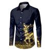 Christmas Men's Dress Shirt with Red Snowflake and Cedar Pattern, Black Lapel Bow Tie, Festive Party Style Men's Shirt