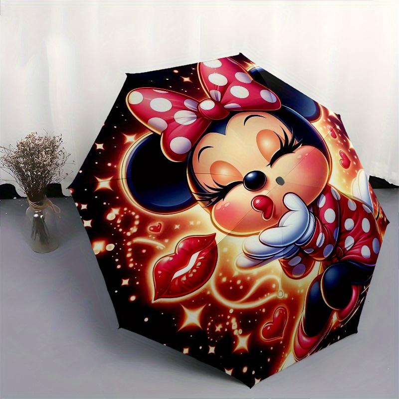 Minnie Mouse Automatic Opening and Closing Umbrella, Compact Travel Umbrella, Lightweight and Portable, Suitable for Beach Commuting Busines