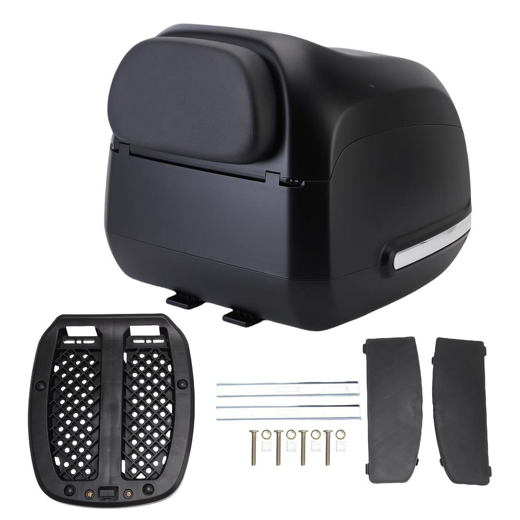 35L Universal Motorcycle Rear Case Vintage Water Proof Motorcycle Rear Top Box for Electric Scooters Black