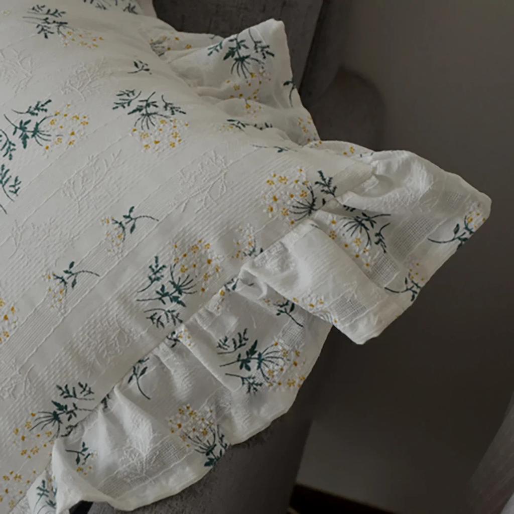 Skin-friendly Cushion Cover Home Decor Sofa Ruffle Pillows Cover Couch Ornament Cotton Floret Frill Pillowcase with Flounces