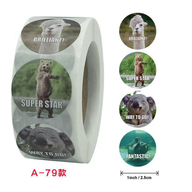 500Pcs Children's Cartoon Animal Stickers Baby Stickers Kindergarten Inspirational Little Red Flower Reward Roll Stickers